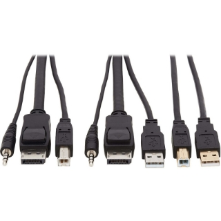 Picture of Tripp Lite DisplayPort KVM Cable Kit 4K USB 3.5mm Audio 3xM/3xM USB MM 10ft