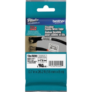 Picture of Brother 3/4" Black on White Flexible ID Tape
